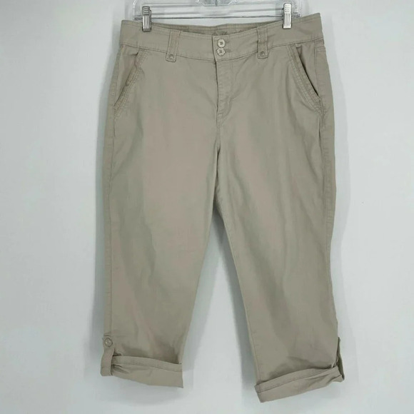 Gloria Vanderbilt Pants Women's 10 Brown Khaki All Around Slimming Effect Capri - Picture 1 of 10